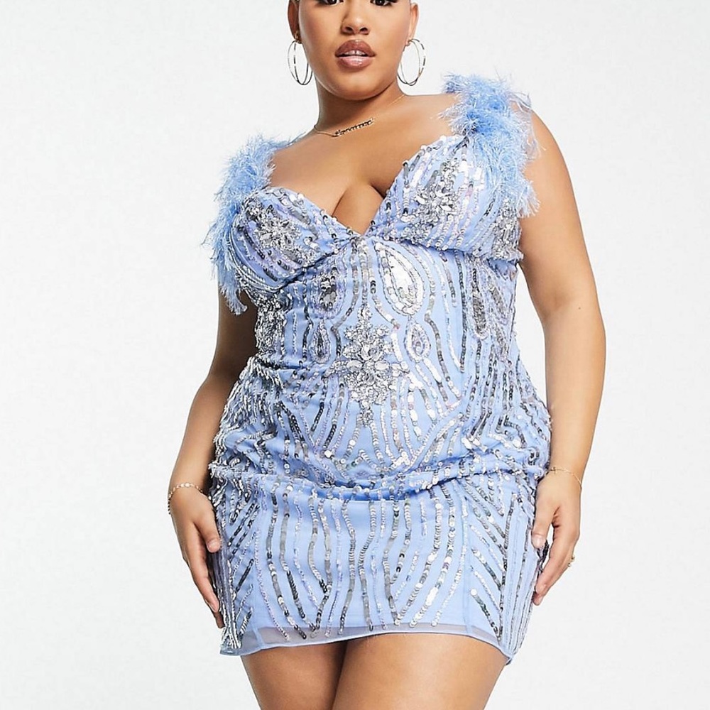 ASOS LUXE Curve Embellished Gemstone Sequin Mini Dress